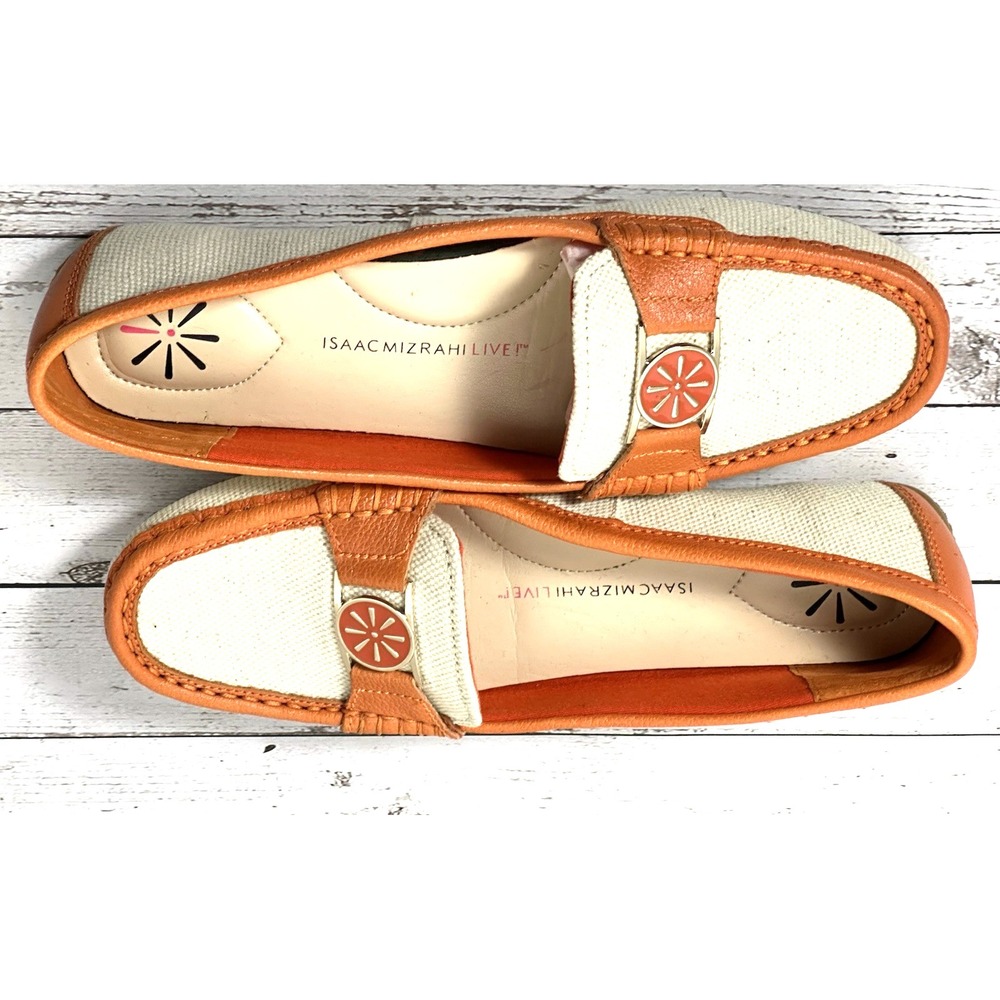 Isaac Mizrahi Live! women's loafers  Orange Trim With Canvas Size 8.5M‎ - Picture 13 of 16